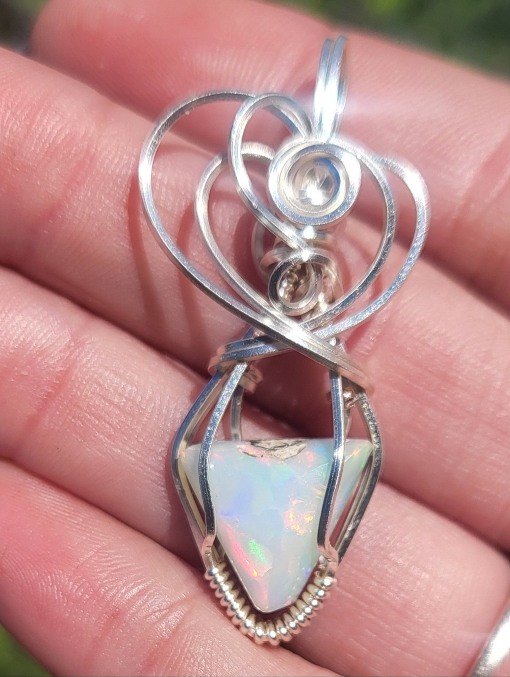 Austrailan Fire Opal Wire Wrap Pendant